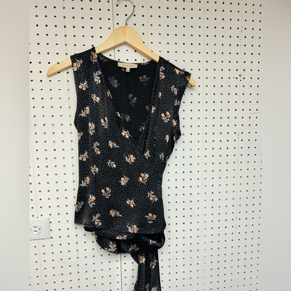 Lenon By Anthropologie Velvet Floral Wrap Blouse